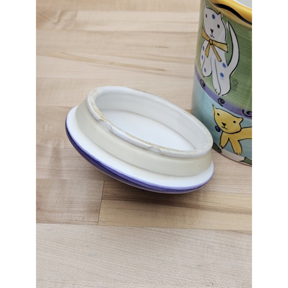 Trish Richman At Home Cat Good Kitty Ceramic Treat Canister Jar Hand Painted - Picture 4 of 8